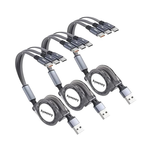 [2023 Upgraded 3 Pack USB Type C Retractable Cable Fast Charging 3.3FT, QC 3.0 Sync Data Charger Cord with 3 USB C Port, for Galaxy S22 S21 S20 S10 Note 20, LGG6 (3 in 1)