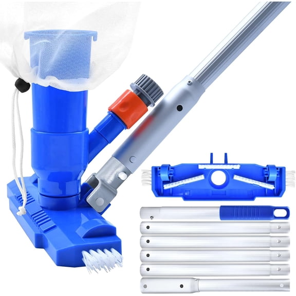 2023 Upgraded Swimming Pool Spa Jet Vacuum Cleaner with Brush & 56" Pole,for Above Ground/Inflatable Pool,Hot Tub,Pond, Spa, Lake and Fountain