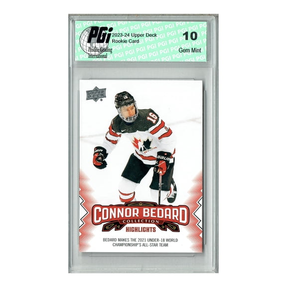 2023 Upper Deck Connor Bedard Collection #2 U-18 All-Star Rookie Card PGI 10