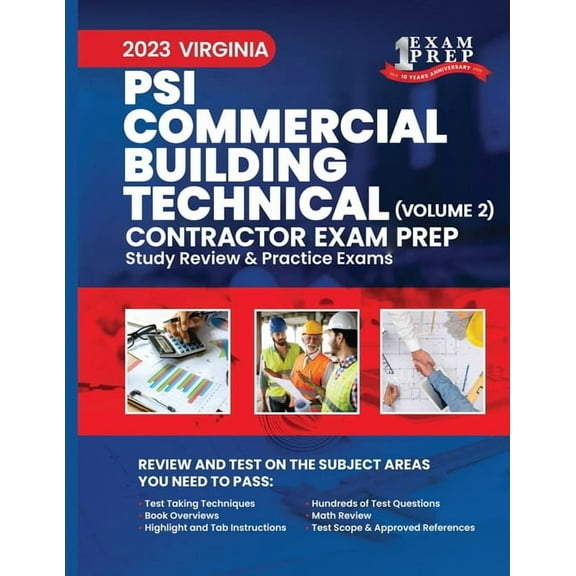 2023 Virginia PSI Commercial Building Technical Contractor: Volume 2: Study Review & Practice Exams (Paperback) by One Exam Prep