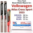 thumbnail image 1 of 2023 Volkswagen Atlas Cross Sport Beam Blade Wipers (Set of 3) w/Rear Wiper, 1 of 4