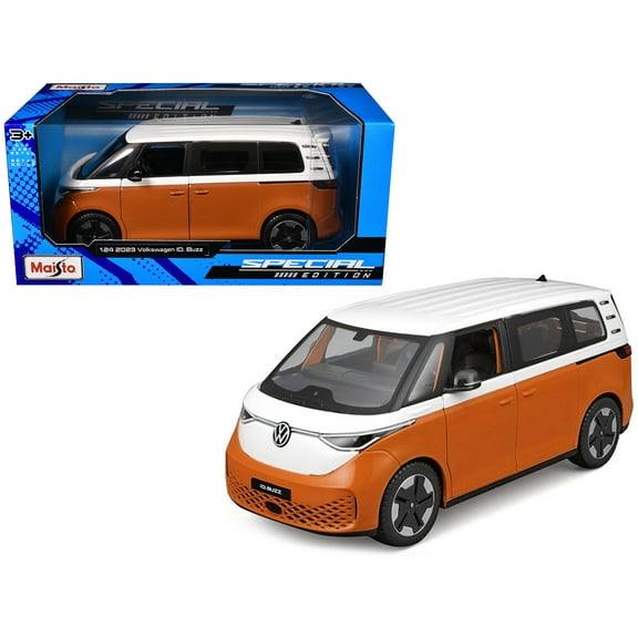 2023 Volkswagen ID. Buzz Van Orange and White "Special Edition" Series 1/24 Die Cast Model Car by Maisto