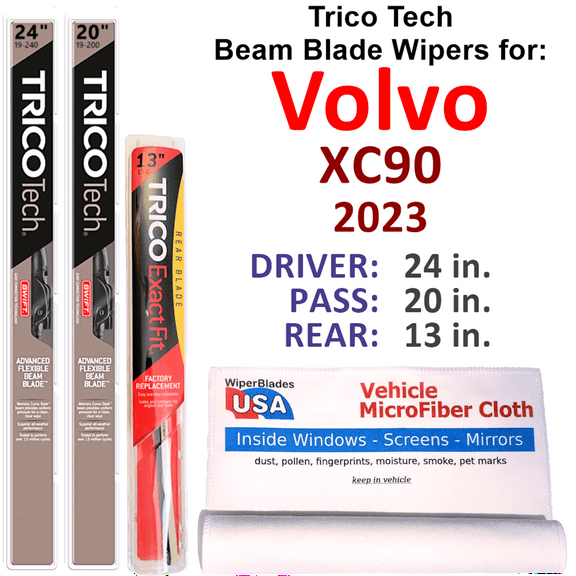 2023 Volvo XC90 Beam Blade Wipers (Set of 3) w/Rear Wiper