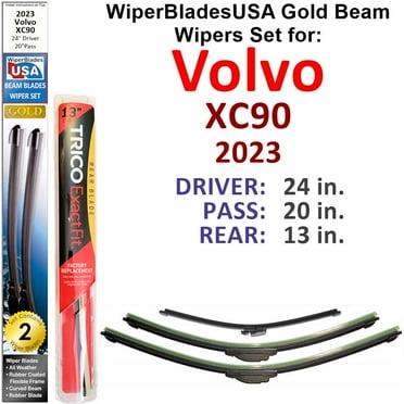 2023 Volvo XC90 Beam Wiper Blades Wipers WBUSA (Set of 3) w/Rear Wiper
