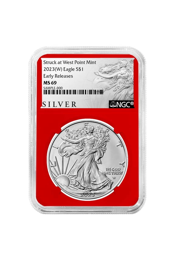 2023 (W) $1 American Silver Eagle NGC MS69 ER ALS Label Red Core
