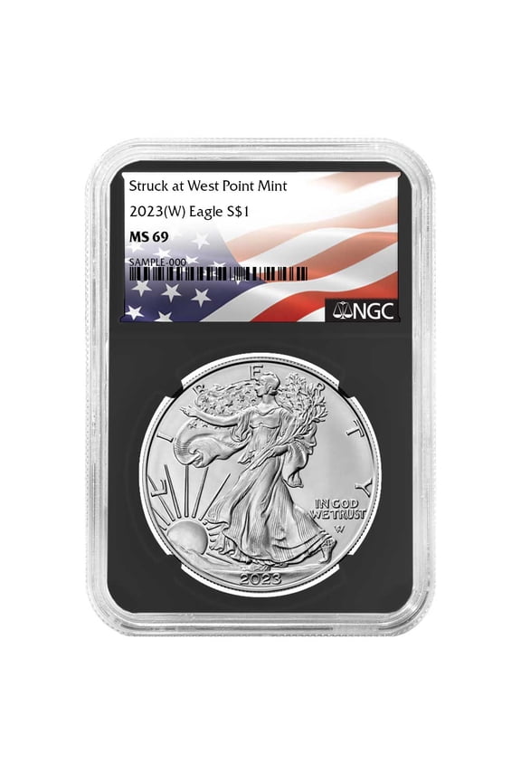 2023 (W) $1 American Silver Eagle NGC MS69 Flag Label Retro Core