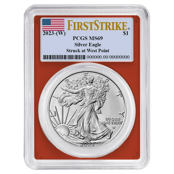 2023 (W) $1 American Silver Eagle PCGS MS69 FS Flag Label Red Frame