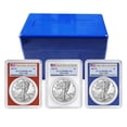 thumbnail image 1 of 2023-W Proof $1 American Silver Eagle 3pc Set PCGS PR70DCAM FDOI Flag Label Red White Blue, 1 of 7