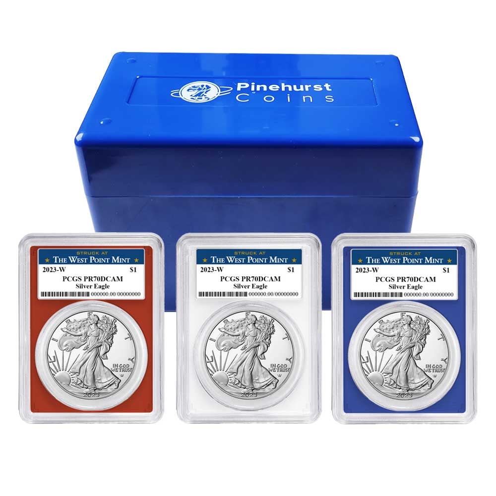 2023W Proof 1 American Silver Eagle 3pc Set PCGS PR70DCAM West Point