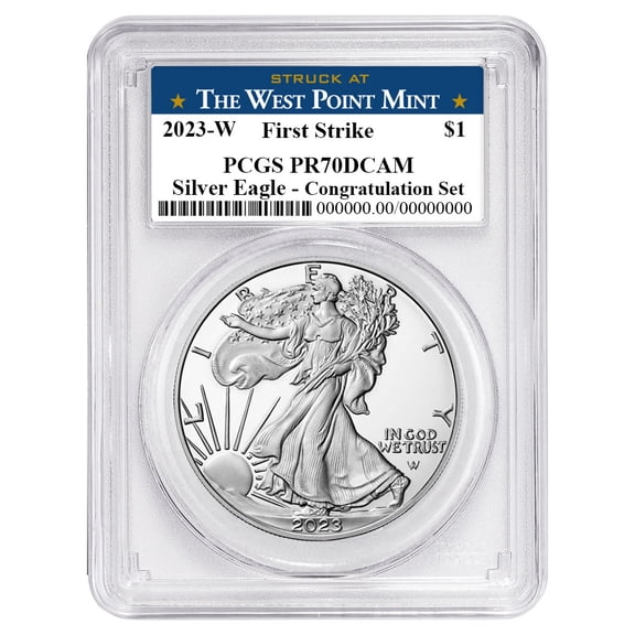 2023-W Proof $1 American Silver Eagle Congratulations Set PCGS PR70DCAM FS West Point Label
