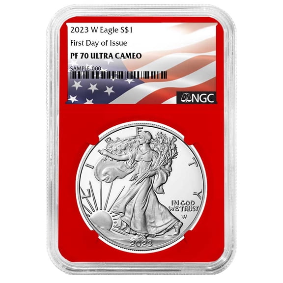 2023-W Proof $1 American Silver Eagle NGC PF70UC FDI Flag Label Red Core