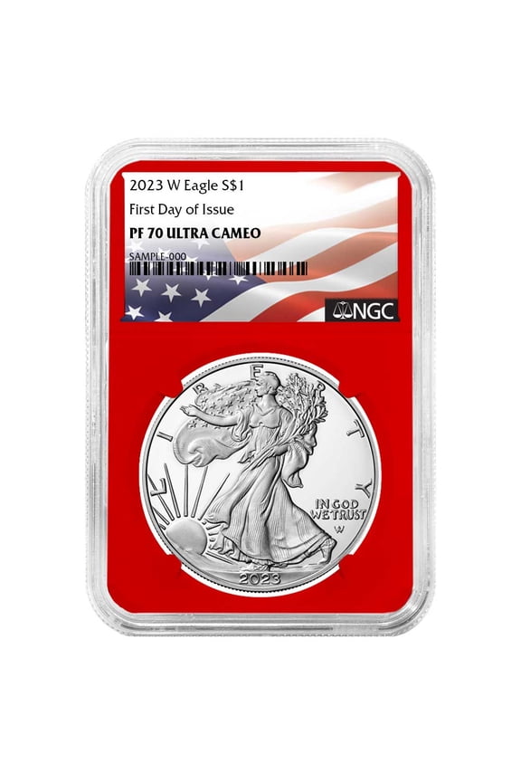 2023-W Proof $1 American Silver Eagle NGC PF70UC FDI Flag Label Red Core