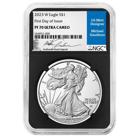 2023-W Proof $1 American Silver Eagle NGC PF70UC FDI Michael Gaudioso Signature Retro Core