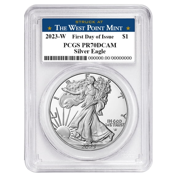 2023-W Proof $1 American Silver Eagle PCGS PR70DCAM FDOI West Point Label
