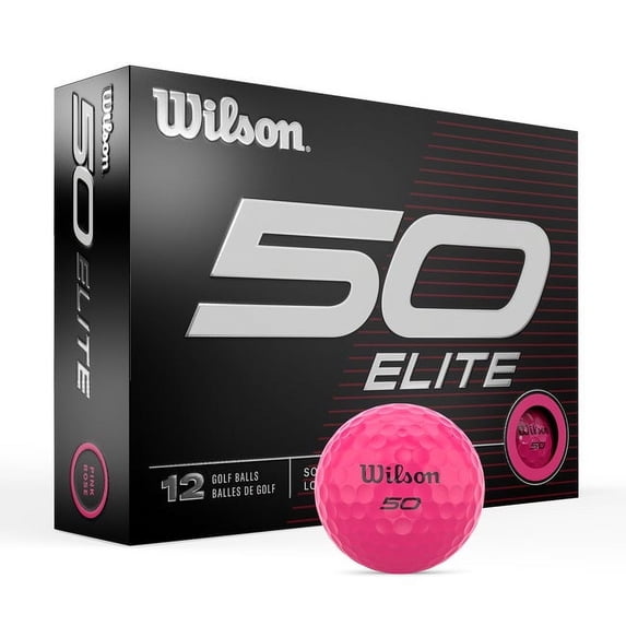 2023 Wilson 50 Elite Golf Balls, Pink, 12pk