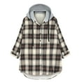 thumbnail image 1 of 2023 Winter Womens Shacket Jacket Plaid Jacket for Women Classic Button Down Drawstring Hooded Shirts Coat Long Sleeve Casual Plus Size Soft Fleece Lined Outerwear Up to 65% off, 1 of 2