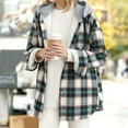 thumbnail image 1 of 2023 Winter Womens Shacket Jacket Plaid Jacket for Women Classic Button Down Drawstring Hooded Shirts Coat Long Sleeve Casual Plus Size Soft Fleece Lined Outerwear Up to 65% off, 1 of 3