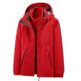 thumbnail image 1 of 2023 Winter Womens Trench Jacket Womens Plus Size Windbreaker Jacket Outdoor Climbing Hiking Lightweight Hooded Coat Casual Pocket Solid Zip up Long Sleeve Outerwear Up to 65% off, 1 of 6