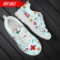 2023 Women Nurse Shoes Breathable Lace up Flat Shoes First Aid Sign