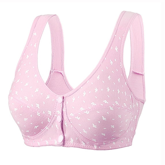 Women's Daisy Bra - Front Snaps Lisa Charm Print Push Up Sports Bras with No Underwire and High Support for Ladies Comfortable Breathable Underwear