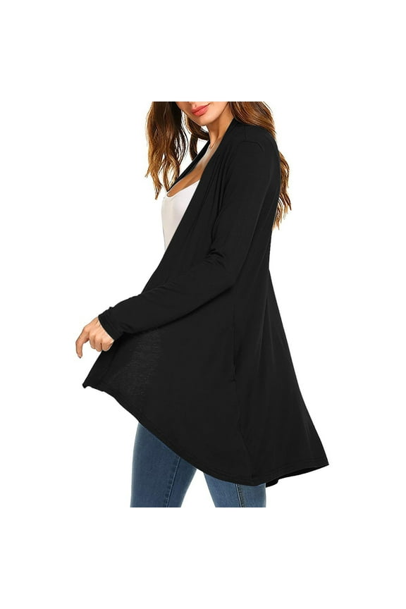 2023 Women's Knitted Solid Color Long Sleeve Pocket Cardigan Top Fuzzy Open Sweater Lightweight Summer Cardigan Fancy Cardigan Open Knit Sweater Light Sweaters for Women Fall plus Size Cardigans for