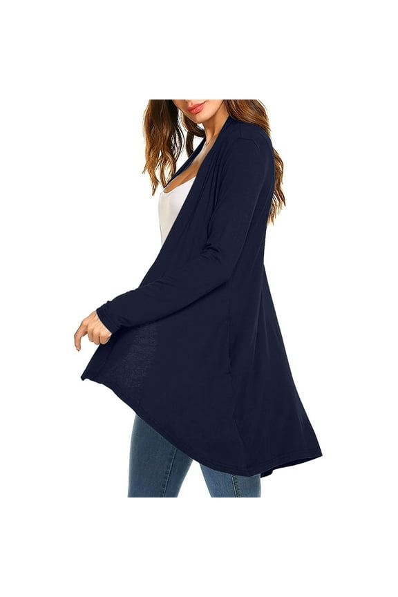 2023 Women's Knitted Solid Color Long Sleeve Pocket Cardigan Top Fuzzy Open Sweater Lightweight Summer Cardigan Fancy Cardigan Open Knit Sweater Light Sweaters for Women Fall plus Size Cardigans for