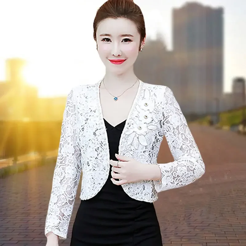 2023 Women‘s Lace Top Sun Protection Short Jacket Spring Summer Lace