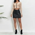 thumbnail image 1 of 2023 Women's PU Leather Skirt Fashion V Waist Open Umbilical Zipper Skirt Occidental Skirt Jean Skirts for Women Knee Length Wrap around Bed Skirt Plaid Skirt for Girls Plaid Skirts Denim Overall, 1 of 5