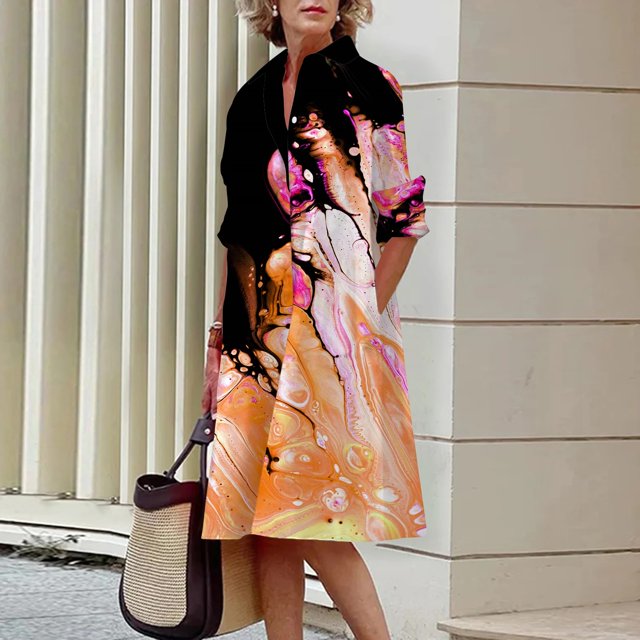 2023 Women's Shirt Casual Leopard Dress Daily Travel Fashion Lapel