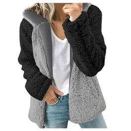 Women s Hoodie Warm Fleece Jacket Zip Fleece Lined Hooded Jacket Causal Sweat Jacket with Hood Plush Jacket Winter Hoodie Blue L Walmart