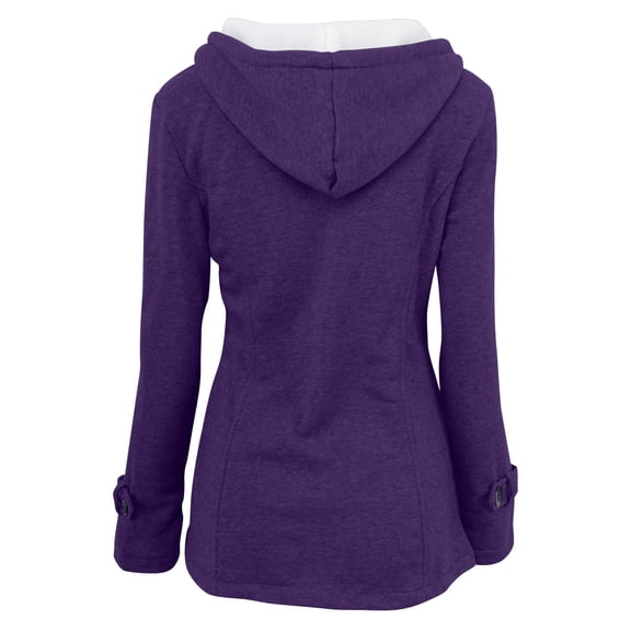 GaThRRgYP Winter Coats for Women,Women Color Horn Buttons Cardigan Padded Hooded Coat Jacket Overcoat