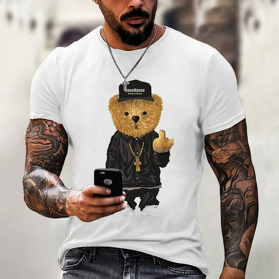 2023 Year 3D Teddy Bear Printing Men T Shirt CasualO-neck Short Sleeve Tops Summer Street TrendHip Hop Harajuku Oversized Tees