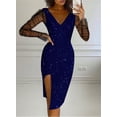 2023 autumn and winter women‘s clothing sequined Vneck sheath sexy