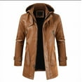 2023 foreign trade new men‘s midlength leather coat Korean youth plus