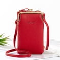 thumbnail image 1 of 2023 new ladies mobile phone bag vertical models fashion, simple lychee pattern solid color oblique span multi -function red, 1 of 6