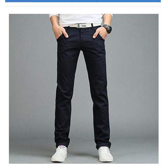2023 summer New Casual Pants Men Cotton Slim Fit Chinos Fashion Male