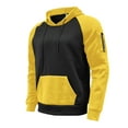 thumbnail image 1 of Mens Hoodies Male Casual Patchwork Hoodies Raglan Sleeve Drawstring Long Sleeve Pocket Hooded Blouse, 1 of 4
