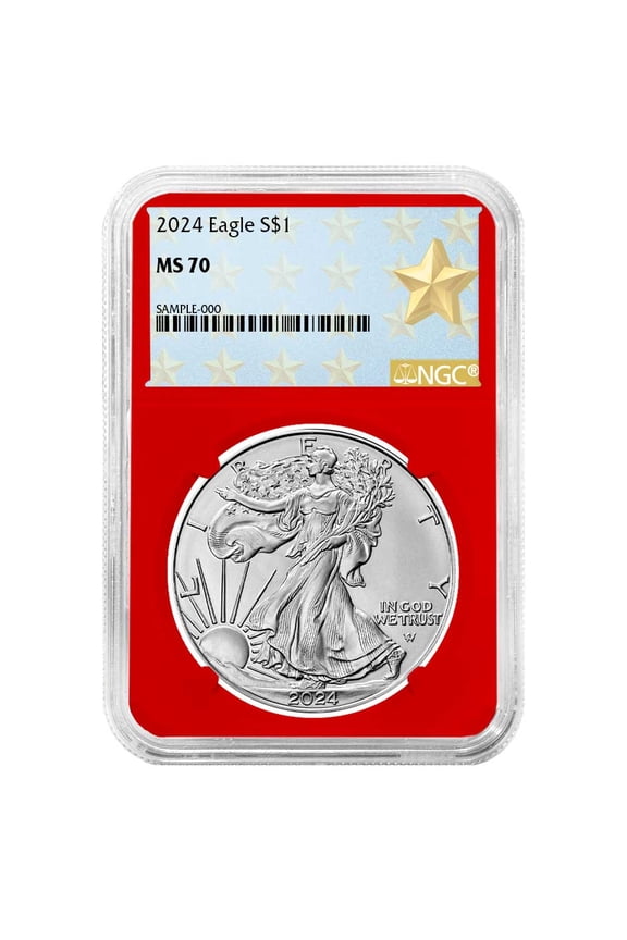 2024 $1 1-oz American Silver Eagle NGC MS70 West Point Star Label Red Core