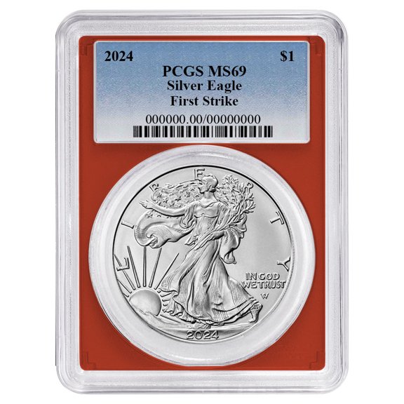 2024 $1 1-oz American Silver Eagle PCGS MS69 FS Blue Label Red Frame