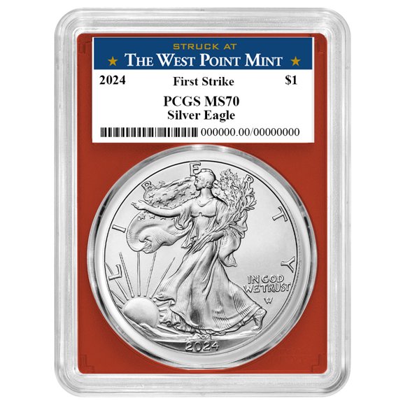 2024 $1 1-oz American Silver Eagle PCGS MS70 FS West Point Label Red Frame