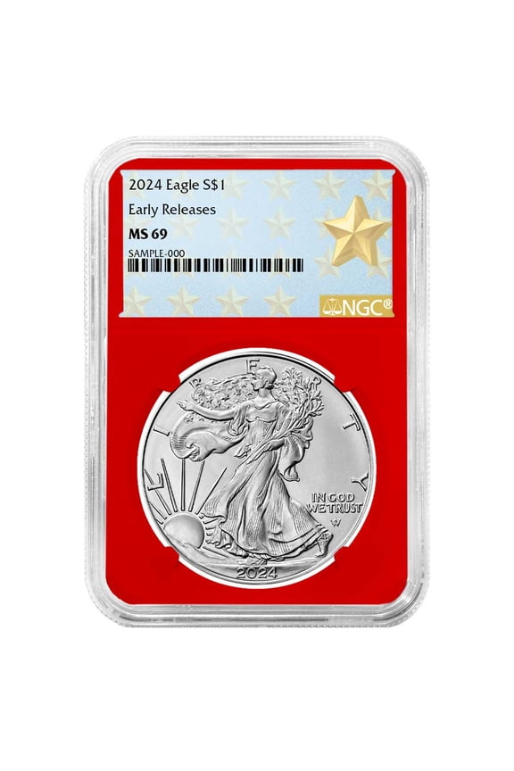 2024 $1 American Silver Eagle NGC MS69 ER West Point Star Label Red Core