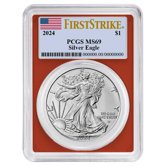 2024 $1 American Silver Eagle PCGS MS69 FS Flag Label Red Frame