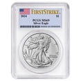 thumbnail image 1 of 2024 $1 American Silver Eagle PCGS MS69 FS Flag Label White Frame, 1 of 2