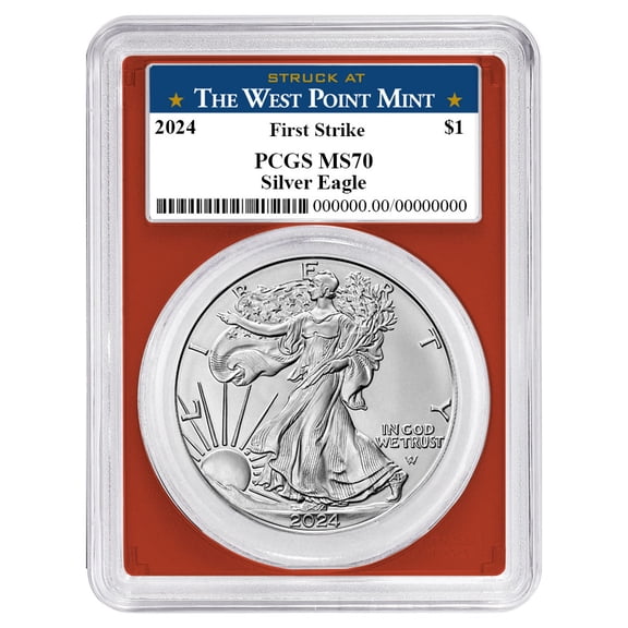 2024 $1 American Silver Eagle PCGS MS70 FS West Point Label Red Frame