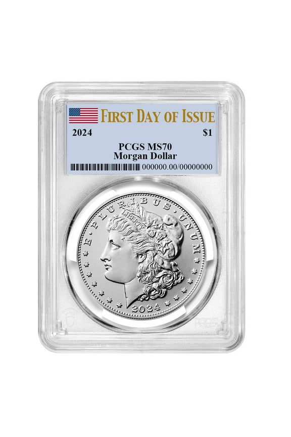 2024 $1 Morgan Silver Dollar PCGS MS70 FDOI Flag Label