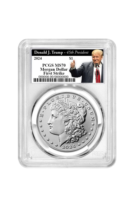 2024 $1 Morgan Silver Dollar PCGS MS70 FS Trump 45th President Label
