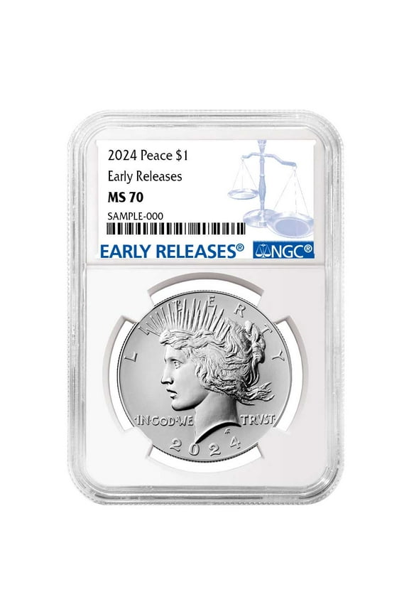 2024 $1 Peace Silver Dollar NGC MS70 ER Blue Label