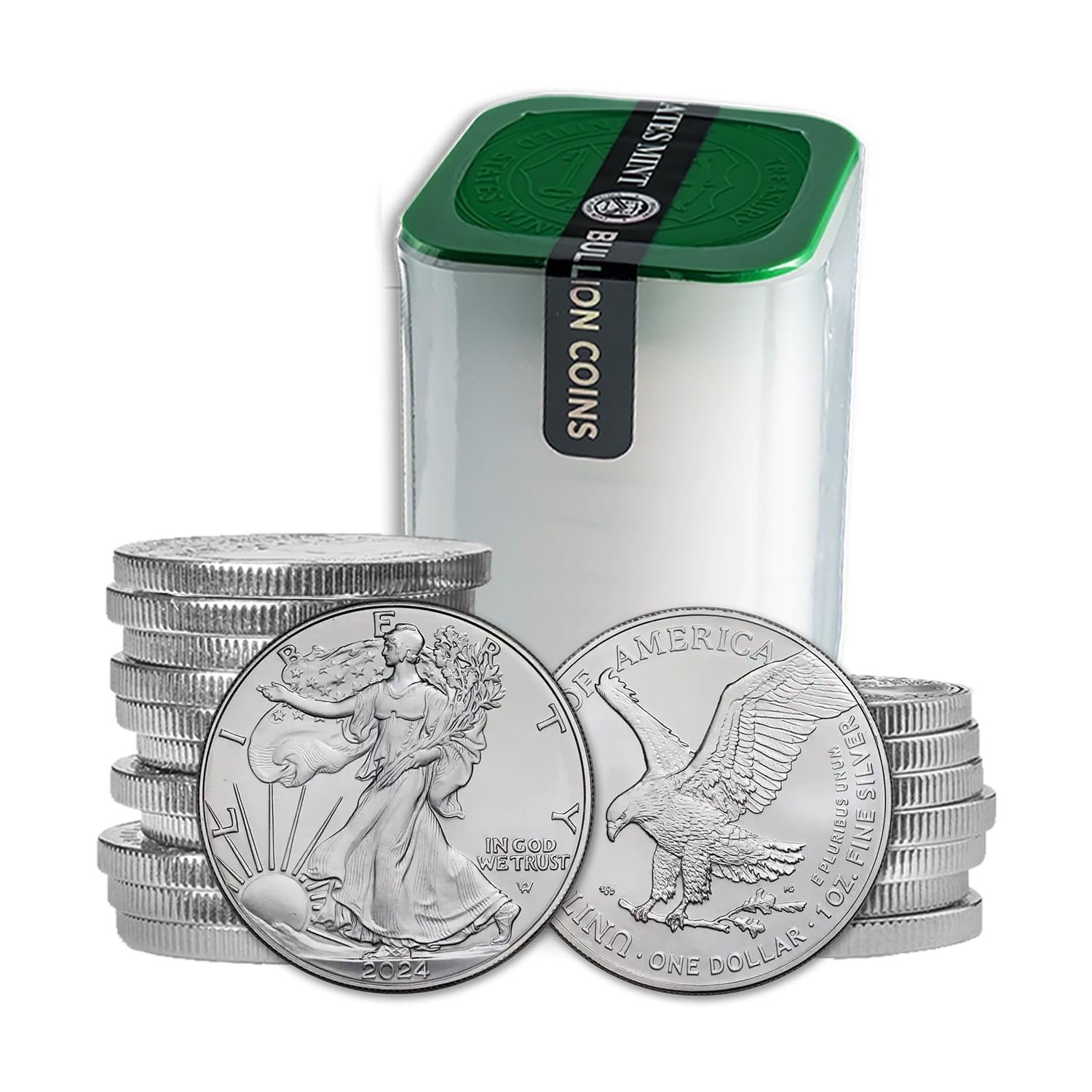 2024 1 oz BU American Silver Eagle Liberty Coin Tube of 20 US Bullion Coins