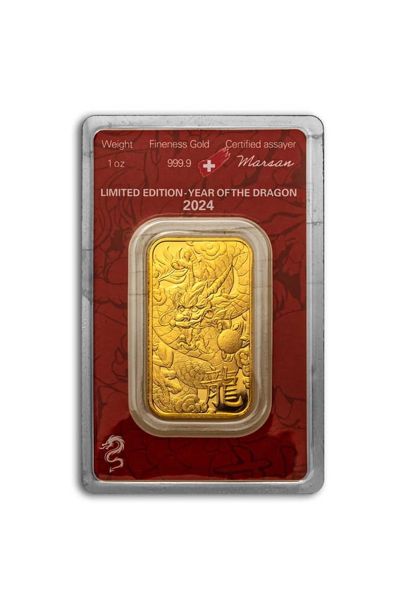 2024 1 oz Gold Bar - Argor-Heraeus Year of the Dragon (Assay)