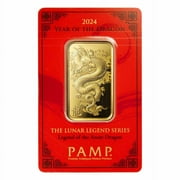 2024 1 oz Gold Bar - PAMP Lunar Legends Azure Dragon In Assay